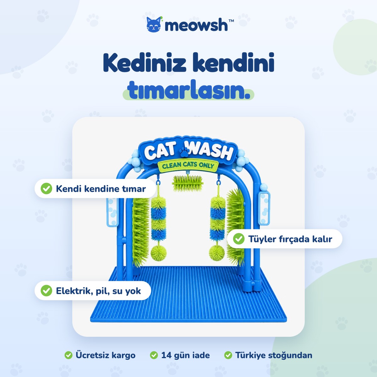 meowsh™ Cat Wash – Kedi Kendi Kendine Tımar ve Tüy Toplama İstasyonu